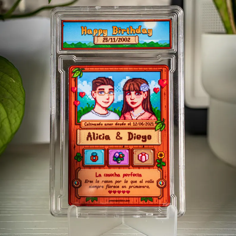 [Copy]Personalized Couple Custom MTG Anime Card Holographic Magic The Gathering Style Photo Card for Anniversary and Valentine Gifts
