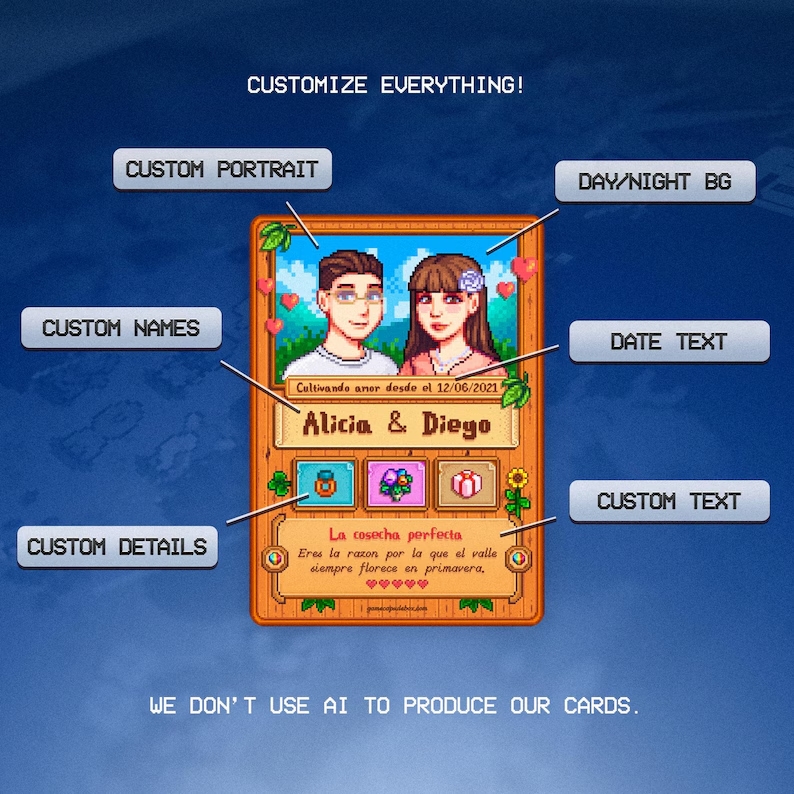 [Copy]Personalized Couple Custom MTG Anime Card Holographic Magic The Gathering Style Photo Card for Anniversary and Valentine Gifts