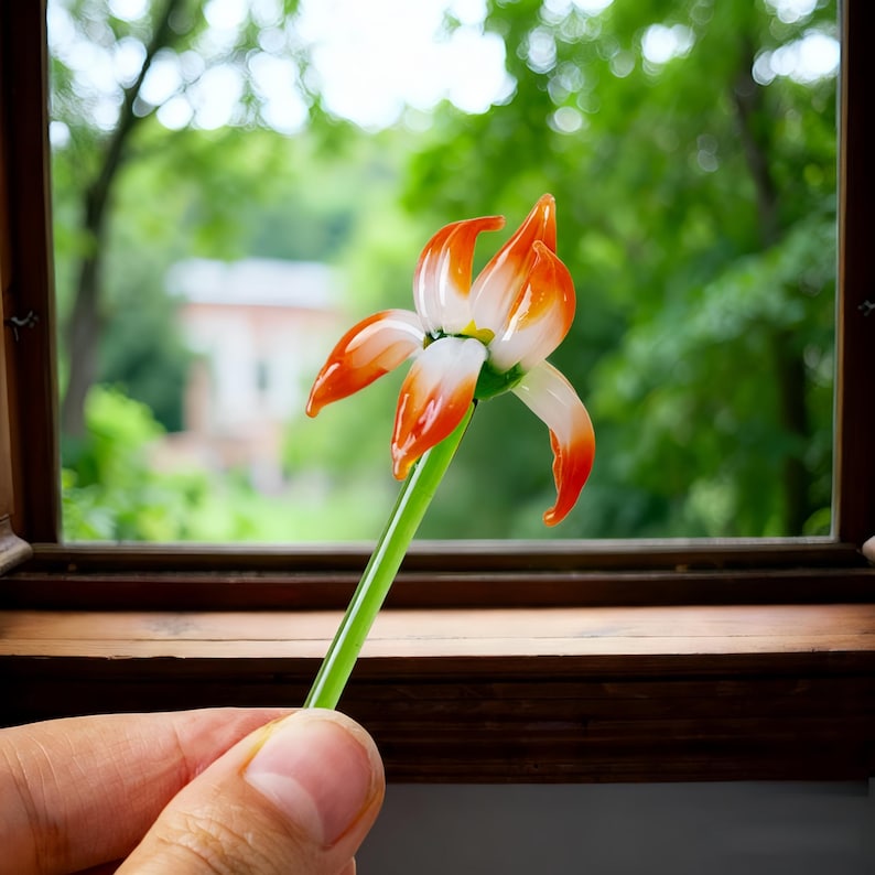 Personalized Glass Birth Month Flower Birth Flower Gift Hand Blown Spring Flower Glass Flower Bouquet Valentine's Day Gift For Her Home Decor