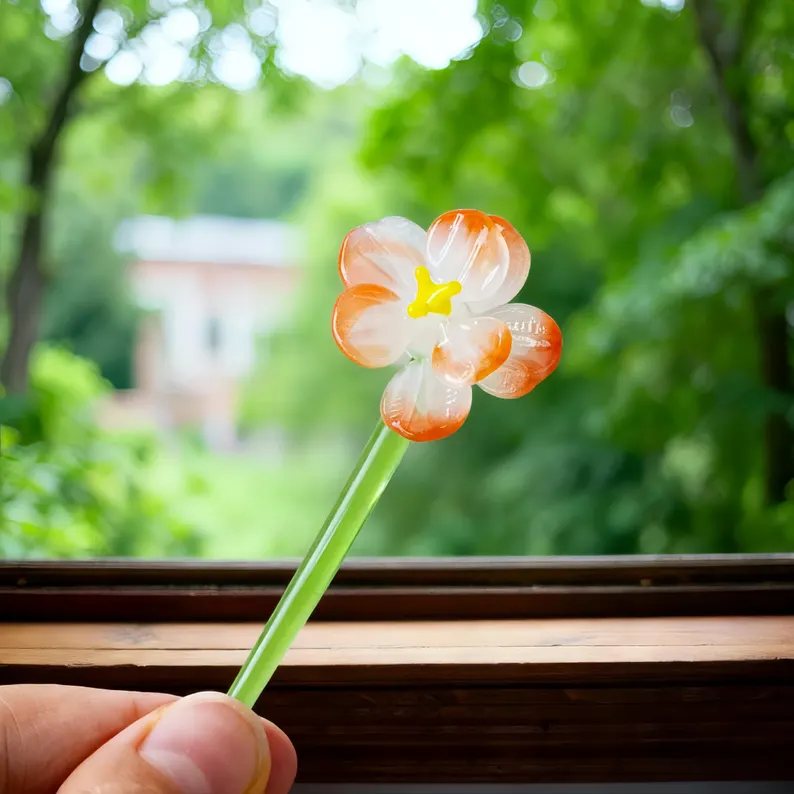 Personalized Glass Birth Month Flower Birth Flower Gift Hand Blown Spring Flower Glass Flower Bouquet Valentine's Day Gift For Her Home Decor