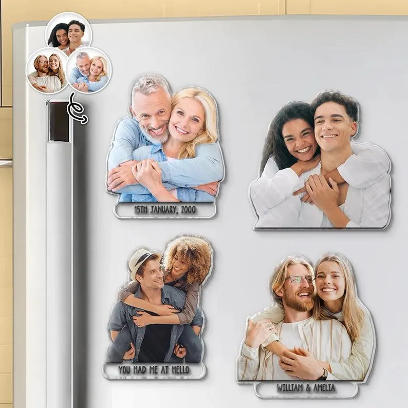 Personalized Photo Fridge Magnet Custom Cutout Shape Acrylic Magnet from Photo for Family Pet and Sentimental Gift Ideas
