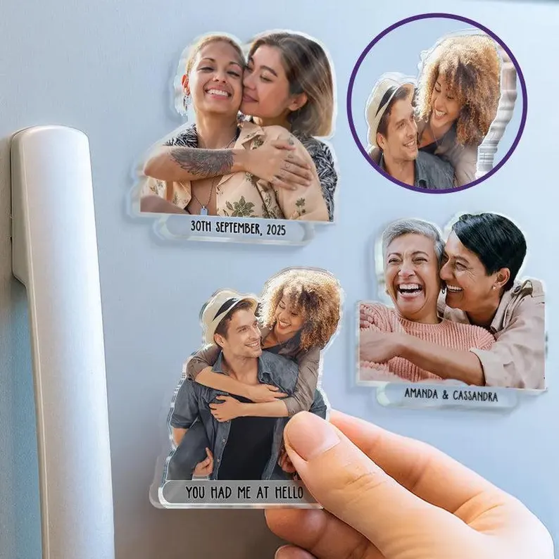 Personalized Photo Fridge Magnet Custom Cutout Shape Acrylic Magnet from Photo for Family Pet and Sentimental Gift Ideas