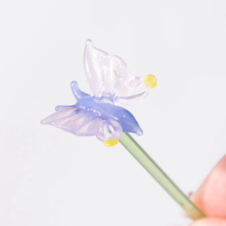 [Copy]Personalized Glass Birth Month Flower Birth Flower Gift Hand Blown Spring Flower Glass Flower Bouquet Valentine's Day Gift For Her Home Decor