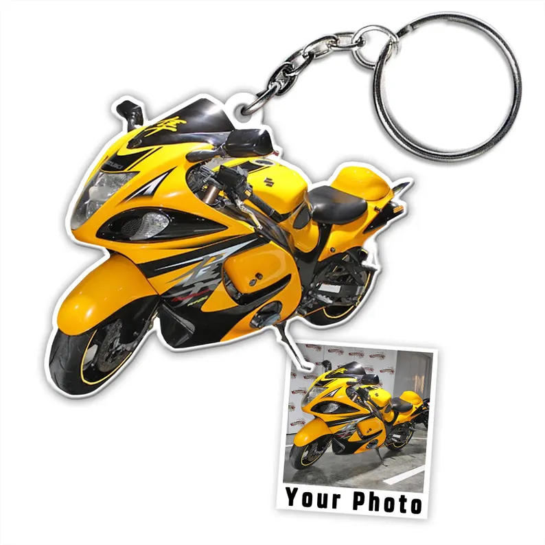 Personalized Custom Cutout Dirt Bike Rider Photo Acrylic Keychain