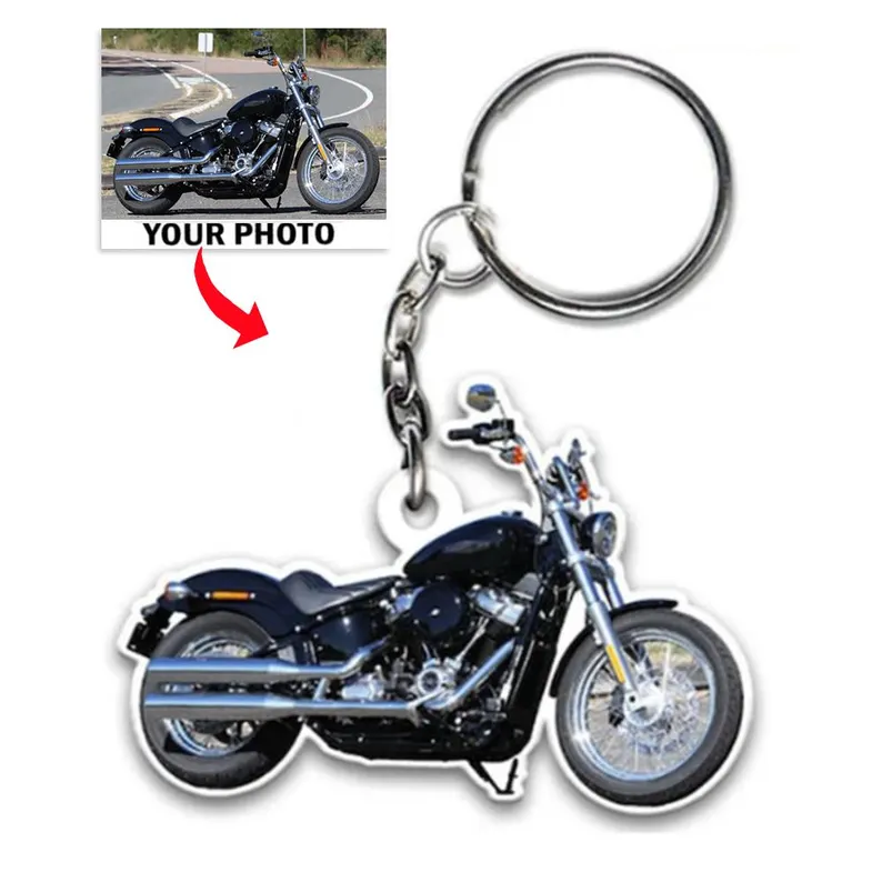 Personalized Custom Cutout Dirt Bike Rider Photo Acrylic Keychain