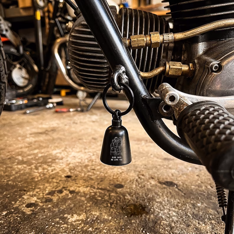 Personalized Engraved Guardian Bell for Motorcycle Ride Safe Gift for Dad Husband or Biker Memorial Motorcycle Bell Charm