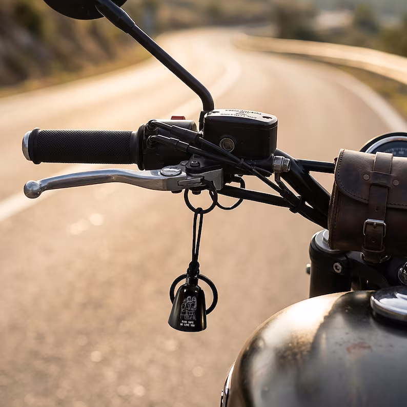 Personalized Engraved Guardian Bell for Motorcycle Ride Safe Gift for Dad Husband or Biker Memorial Motorcycle Bell Charm