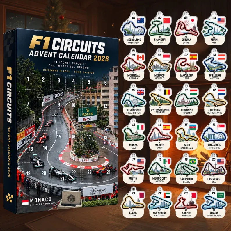 Grand Prix Circuits Advent Calendar 2026, 24 Days Christmas Countdown Blind Box, Race Track Acrylic Ornaments, Gift for F1 Racing Fans