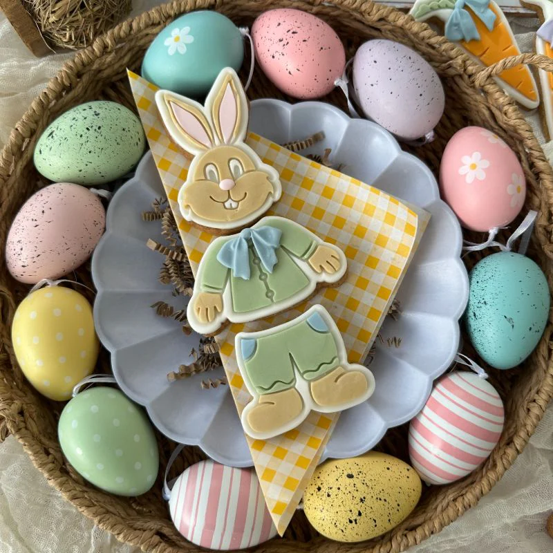 Personalized Full Body Easter Bunny Cookie Cutter Set Baking Molds for Custom Spring Treats and Easter Egg Hunt Party Favors