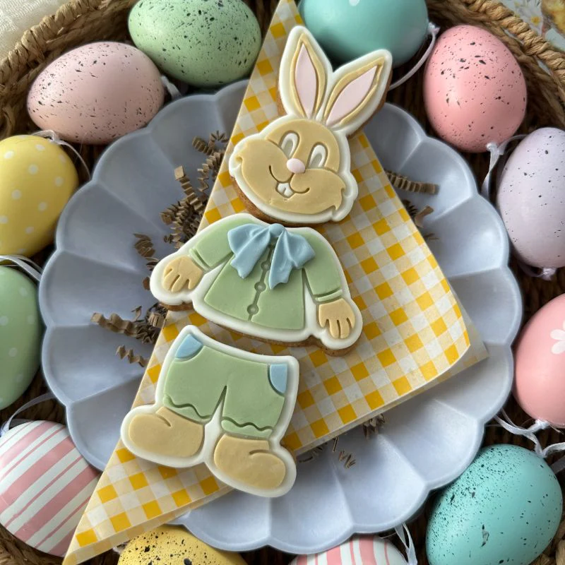Personalized Full Body Easter Bunny Cookie Cutter Set Baking Molds for Custom Spring Treats and Easter Egg Hunt Party Favors
