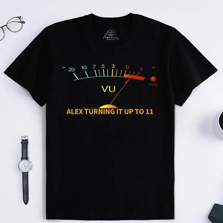 Personalized Classic T-Shirts Retro-Inspired T Shirt Featuring Vintage VU Meter Design Perfect for Audio Engineers Music Lovers T-Shirt