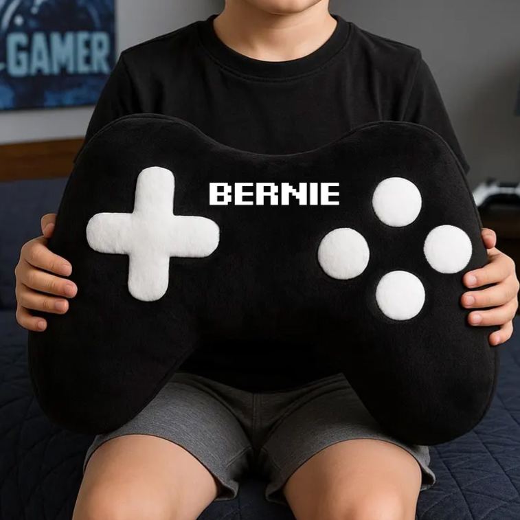 Personalized Game Controller Pillow Gamer Decor Gaming Room Cushion Geek Gift for Kids & Teens Perfect Christmas Gift