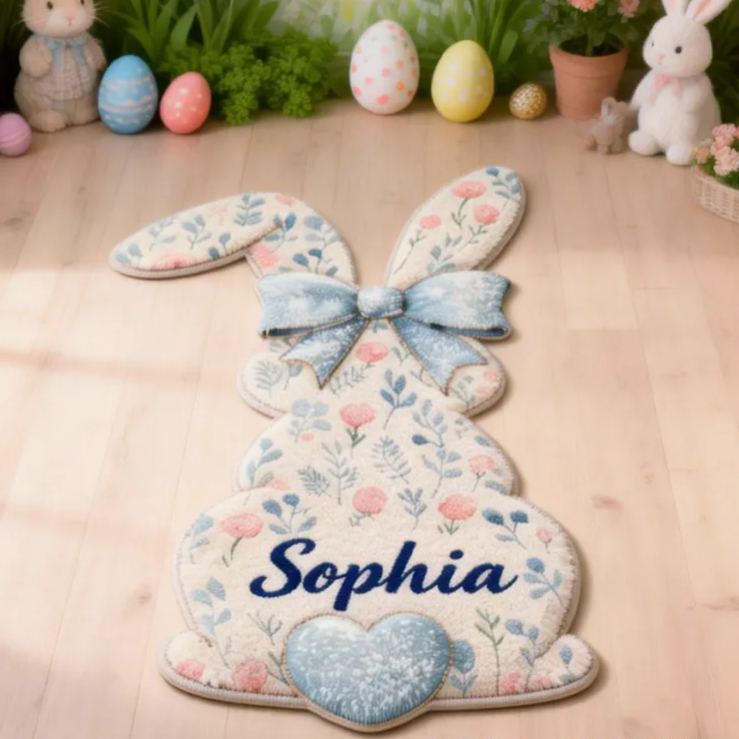 Personalized Cute Bunny Back View with Name Home Decor Easter Gift for Kids Birthday Gift for Kids