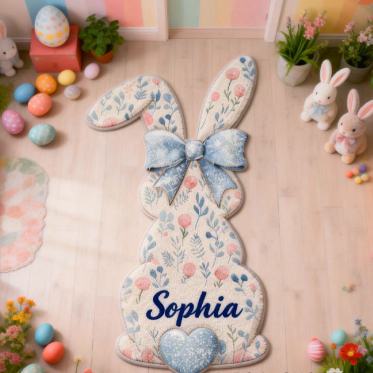 Personalized Cute Bunny Back View with Name Home Decor Easter Gift for Kids Birthday Gift for Kids