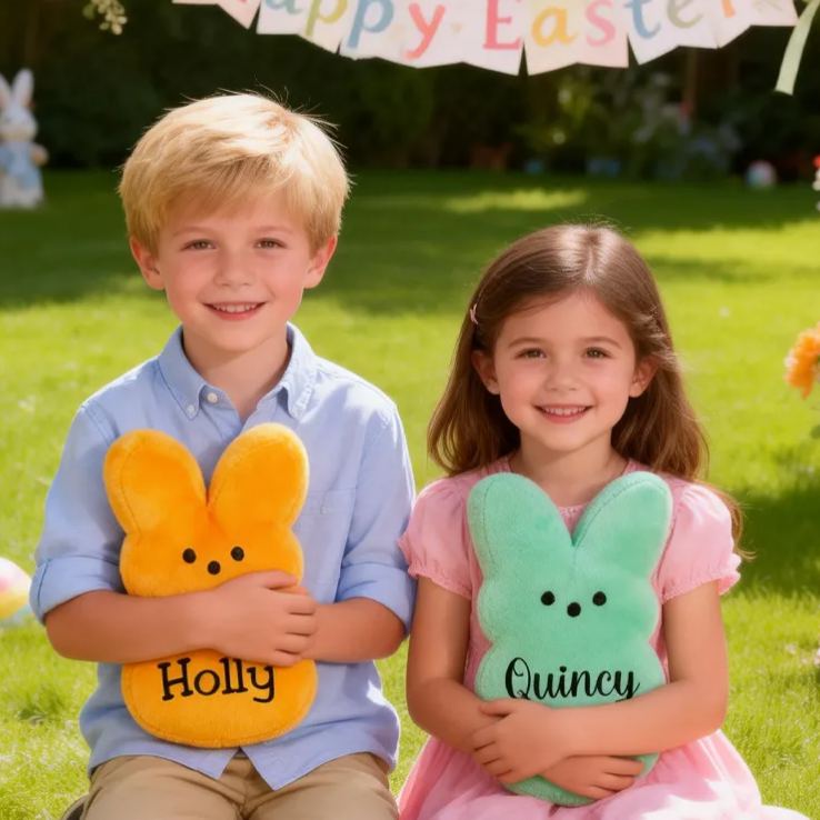 Personalized Cute Easter Marshmallow Bunny Plush Toy an Easter Gift for Children Easter Gifts for Kids