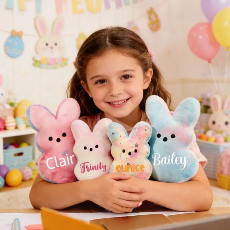Personalized Easter Marshmallow Bunny Plush Toy an Easter Gift for Children Easter Gifts for Kids