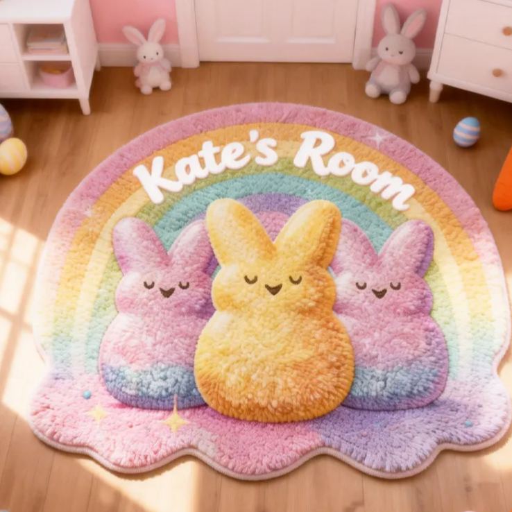 Personalized Cute Easter Peeps Bunnies with Name Home Decor Easter Gift for Kids Birthday Gift for Kids