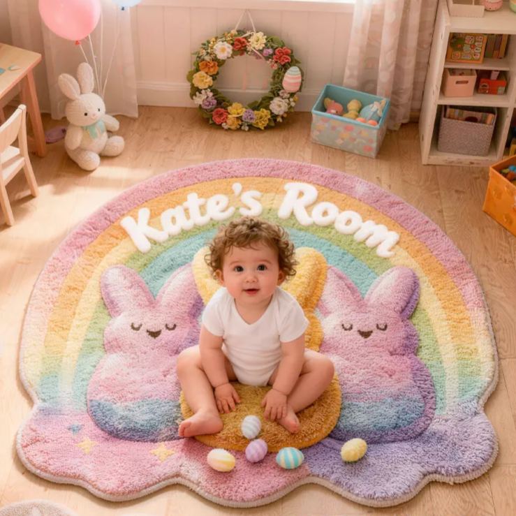 Personalized Cute Easter Peeps Bunnies with Name Home Decor Easter Gift for Kids Birthday Gift for Kids