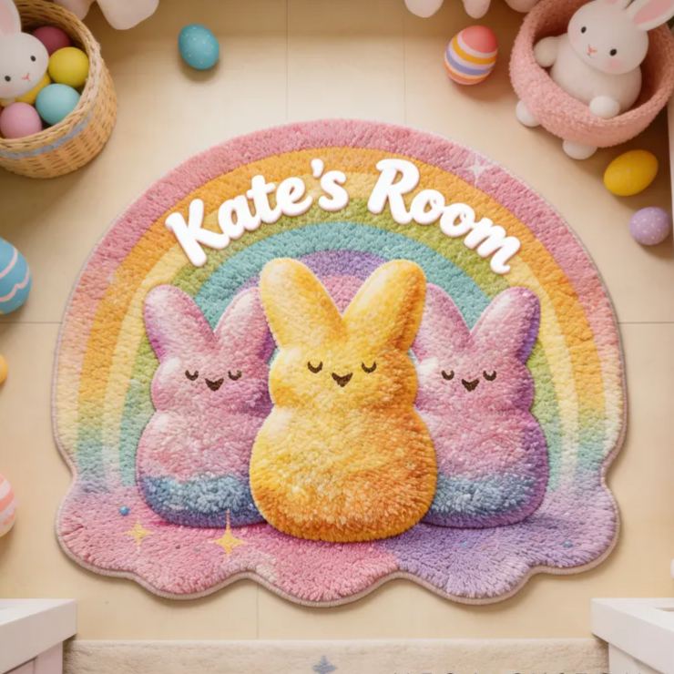 Personalized Cute Easter Peeps Bunnies with Name Home Decor Easter Gift for Kids Birthday Gift for Kids