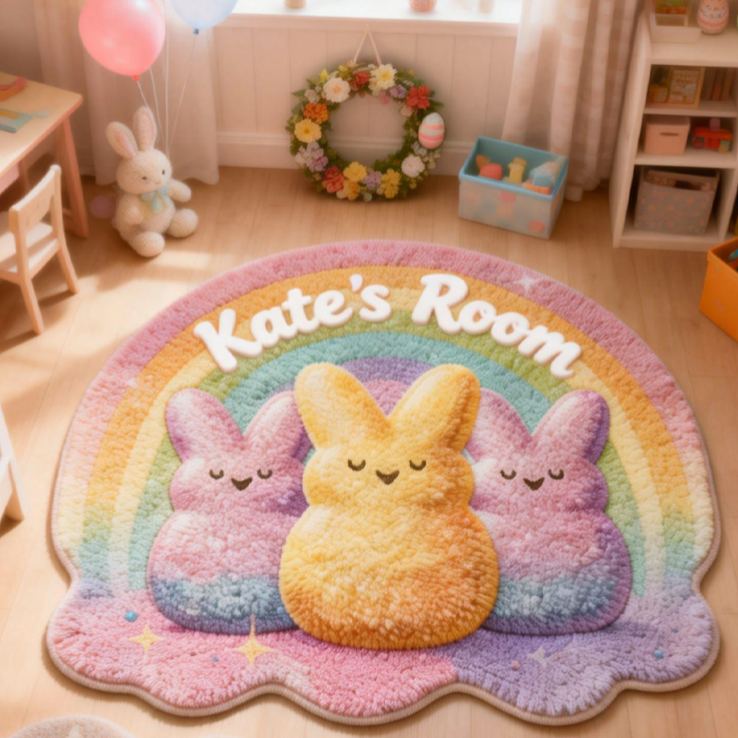 Personalized Cute Easter Peeps Bunnies with Name Home Decor Easter Gift for Kids Birthday Gift for Kids