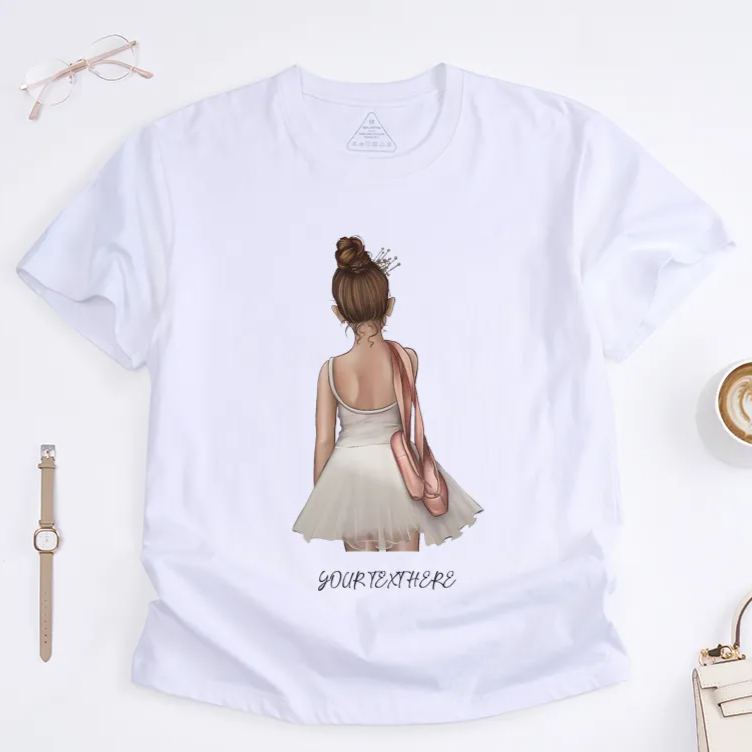 Personalized Ballerina Girl T-Shirt Custom Name Ballet Dancer Gift For Daughter Little Princess Birthday Present Unique Dance Recital Outfit