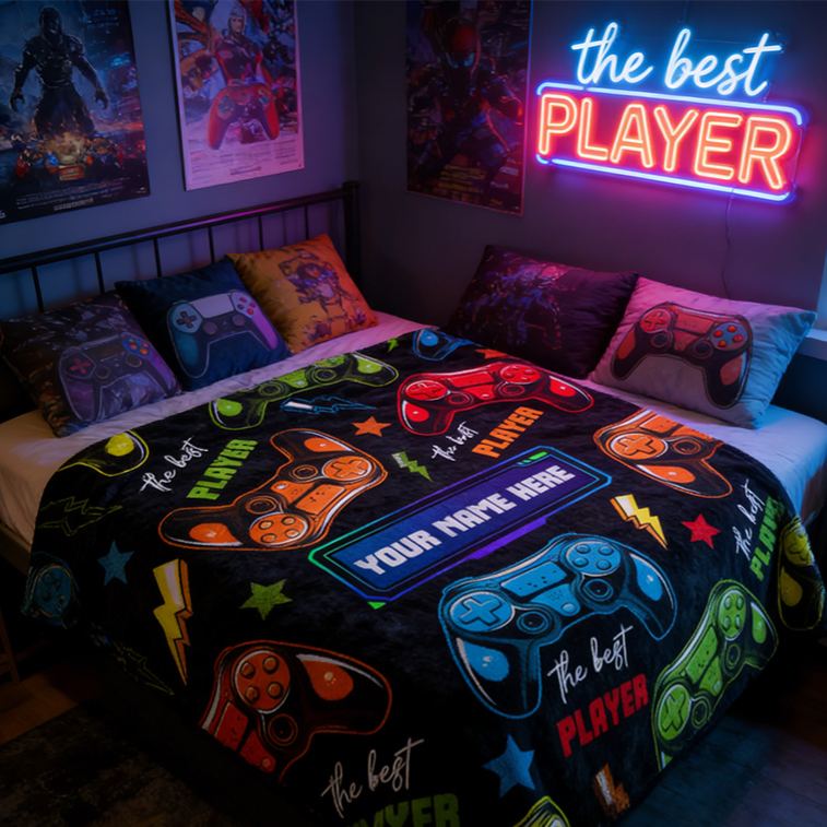 Personalized Gaming Blanket for Boys Soft Throw Blanket for Gamers Blanket for Kids or Adults Blanket Christmas Gift for Game Geek Lover