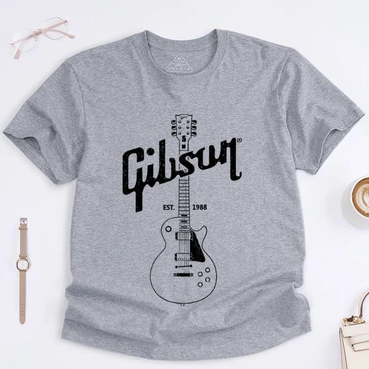 Personalized Date Classic T-Shirts Black Guitar Printed Tee