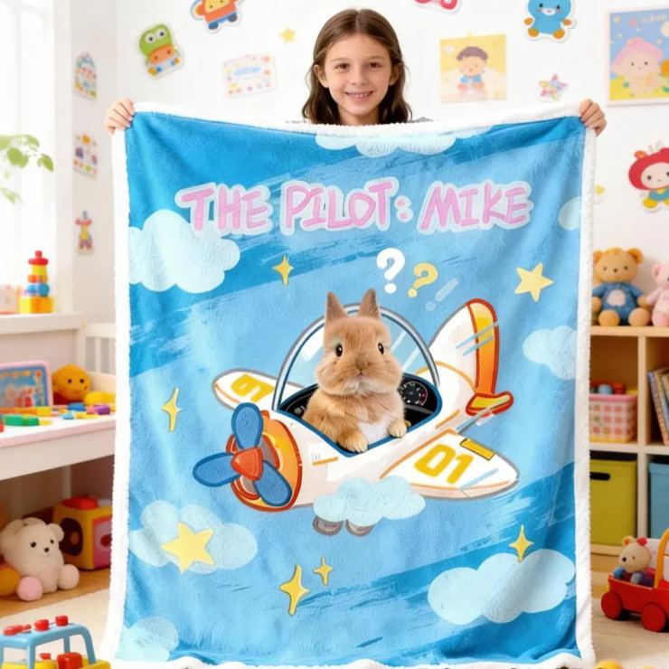 Personalized Pet Photo Blanket Blanket Flannel Sherpa Bed Couch Throw Nursery Home Decor Birthday Gift