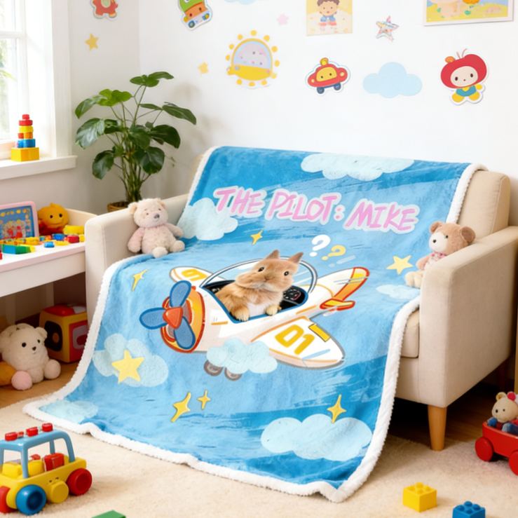 Personalized Pet Photo Blanket Blanket Flannel Sherpa Bed Couch Throw Nursery Home Decor Birthday Gift