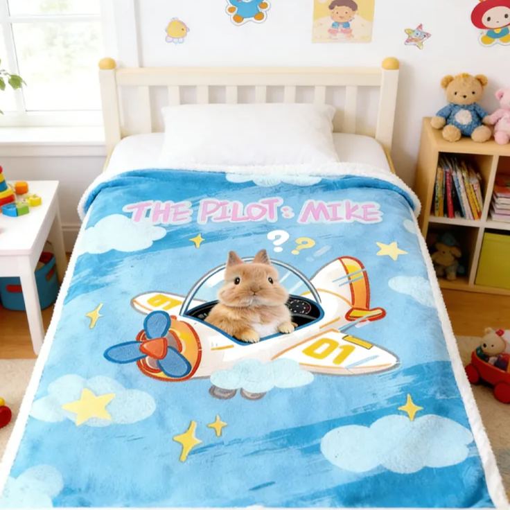 Personalized Pet Photo Blanket Blanket Flannel Sherpa Bed Couch Throw Nursery Home Decor Birthday Gift