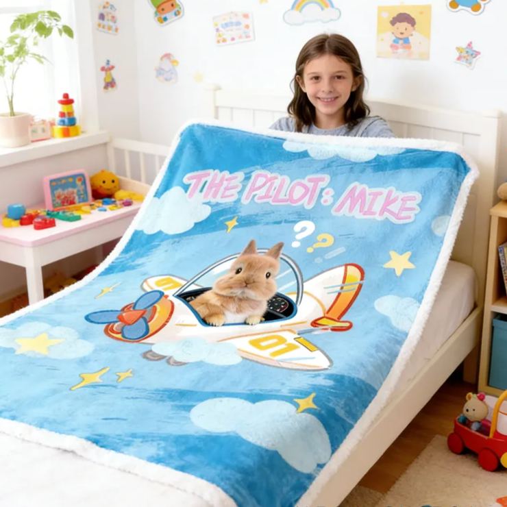 Personalized Pet Photo Blanket Blanket Flannel Sherpa Bed Couch Throw Nursery Home Decor Birthday Gift