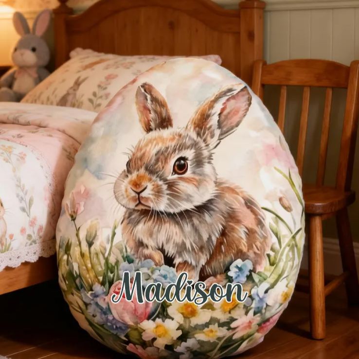 Personalized Retro Bunny Easter egg Graphic 3D Print Pillow Birthday Gifts Funny Gifts Easter Gifts 