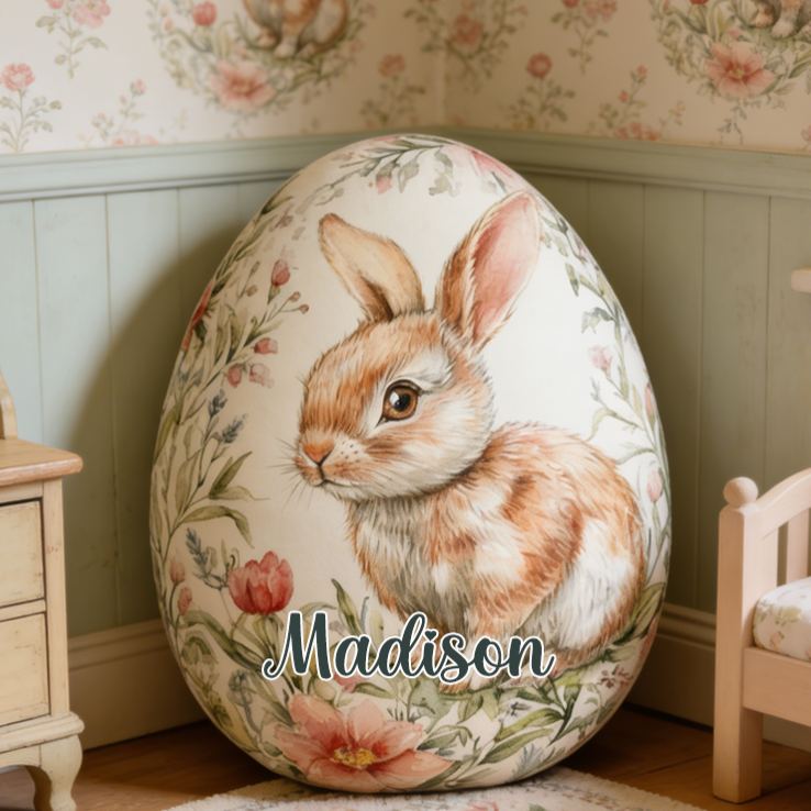Personalized Retro Bunny Easter egg Graphic 3D Print Pillow Birthday Gifts Funny Gifts Easter Gifts 