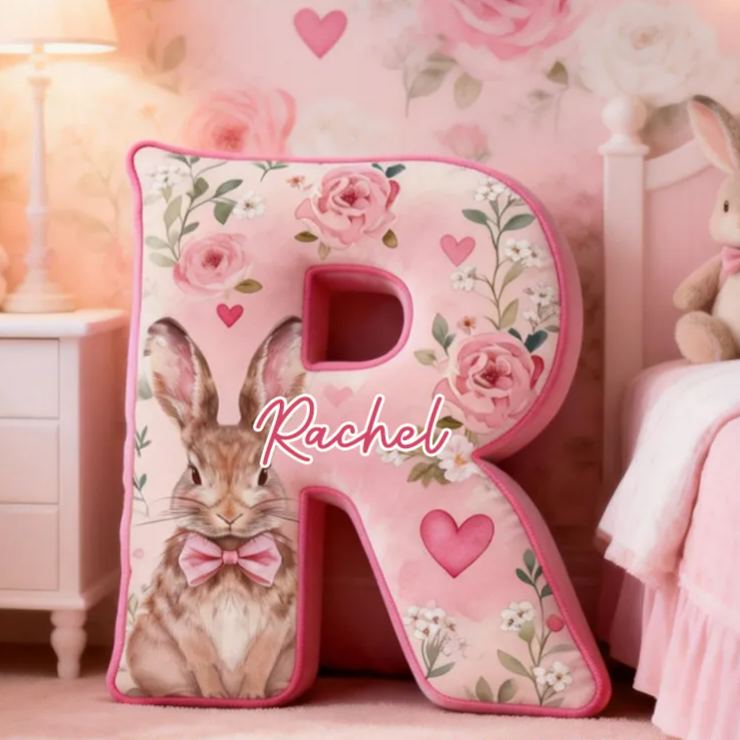 Personalized Cute Pink Rose Rabbit Graphic 3D Print Pillow Birthday Gifts Funny Gifts Easter Gifts Valentine's Day Gifts 