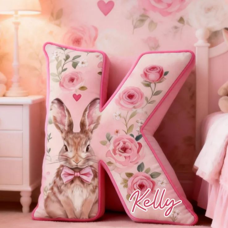 Personalized Cute Pink Rose Rabbit Graphic 3D Print Pillow Birthday Gifts Funny Gifts Easter Gifts Valentine's Day Gifts 