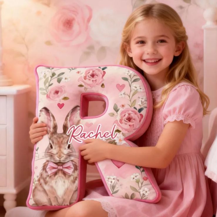 Personalized Cute Pink Rose Rabbit Graphic 3D Print Pillow Birthday Gifts Funny Gifts Easter Gifts Valentine's Day Gifts 