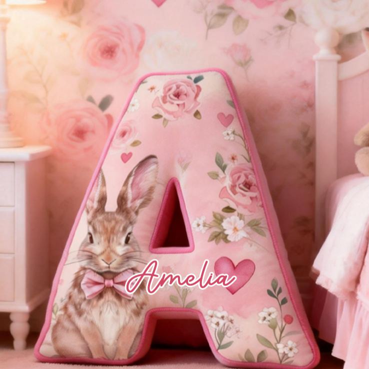 Personalized Cute Pink Rose Rabbit Graphic 3D Print Pillow Birthday Gifts Funny Gifts Easter Gifts Valentine's Day Gifts 