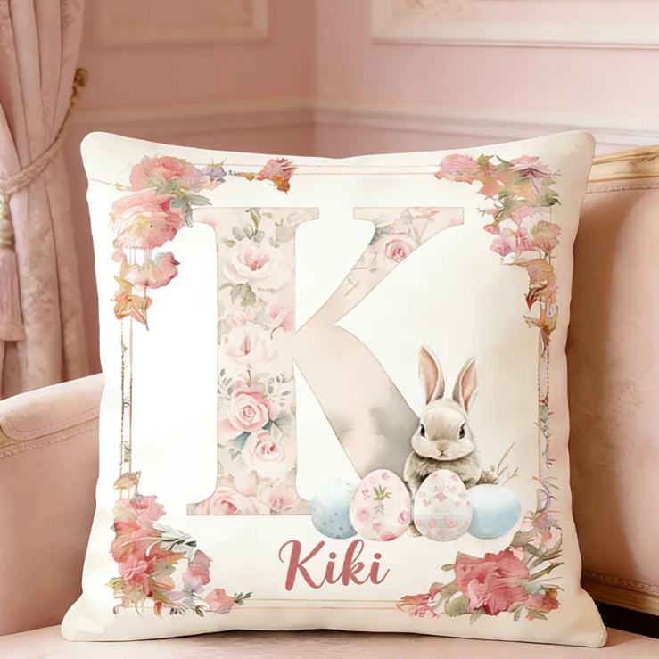 Personalized Watercolor Easter Bunny Pillow Birthday Gifts for Kids Bunny Lovers Gifts