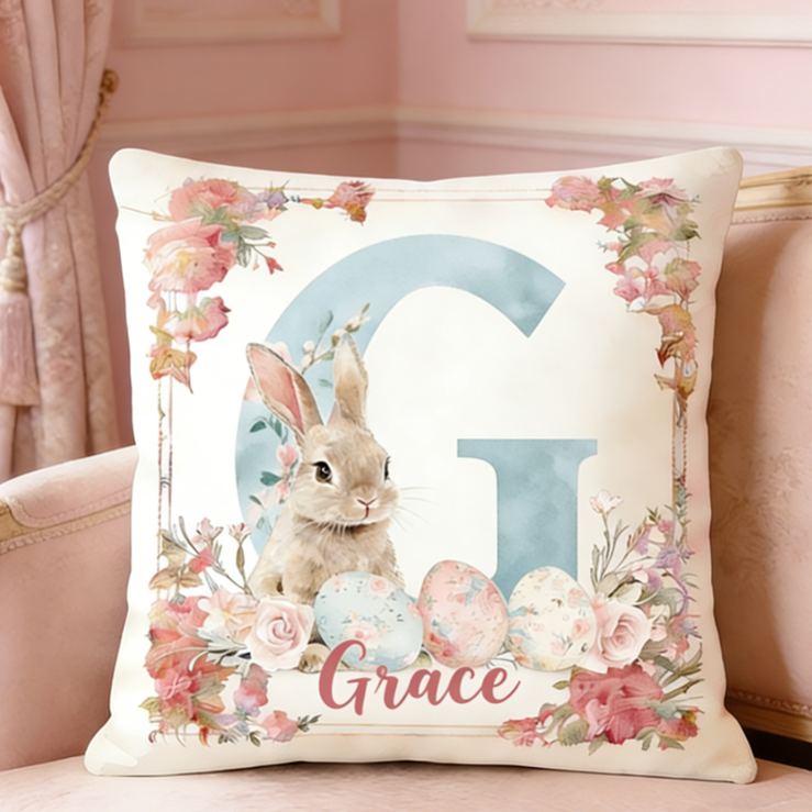 Personalized Watercolor Easter Bunny Pillow Birthday Gifts for Kids Bunny Lovers Gifts