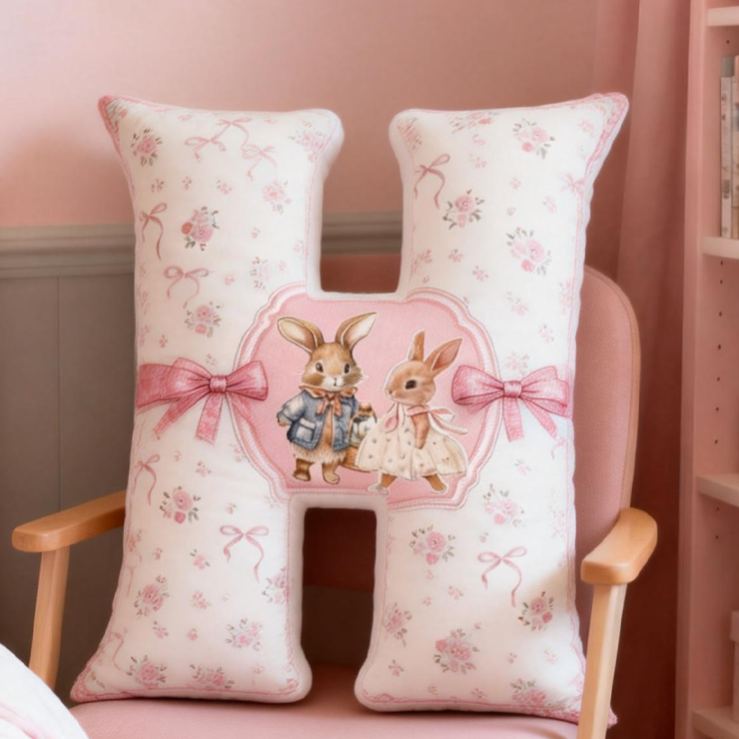 Personalized Cute Bunny Initial Name Graphic 3D Print Pillow Easter Gifts Funny Gifts