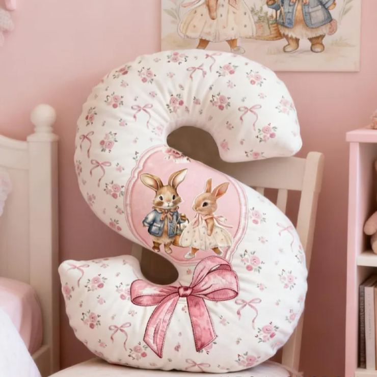 Personalized Cute Bunny Initial Name Graphic 3D Print Pillow Easter Gifts Funny Gifts