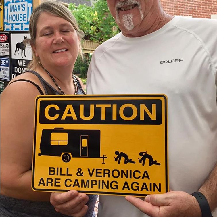Personalized Camping Warning Sign Funny Camping Sign Caution Are Camping Again for Outdoor Camping Enthusiasts