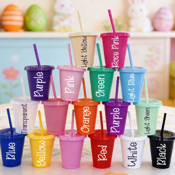 Personalized Easter Bunny Name Cup Cute Spring Egg Pattern Gift for Kids Holiday Celebration Children's cup with straw