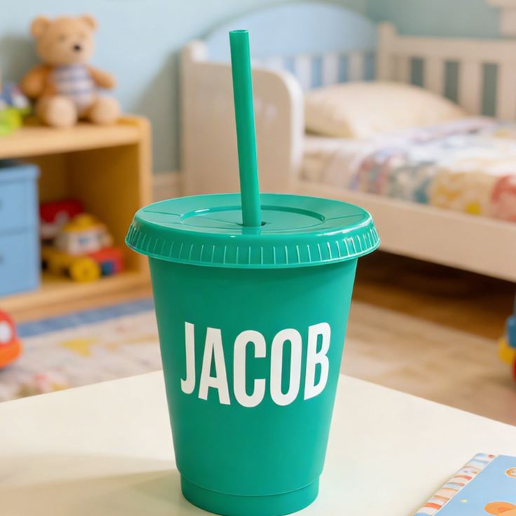 Personalized Name Reusable Red Cup Fun Custom Gift for Kids School Party Favor Everyday Use Children's cup with straw