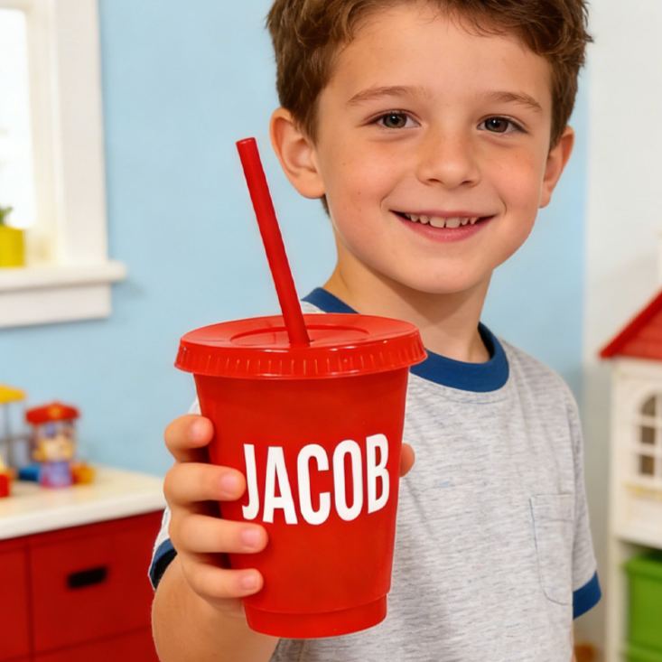 Personalized Name Reusable Red Cup Fun Custom Gift for Kids School Party Favor Everyday Use Children's cup with straw