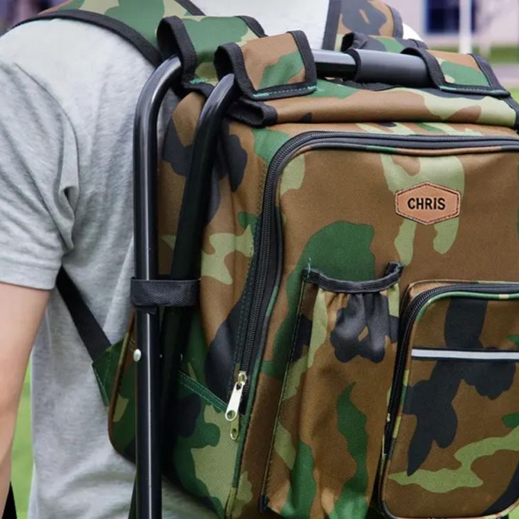 Personalized Cooler Chair Embroidery Backpack Custom Outdoor Lovers Gifts Fishing Gifts for Men Portable Seat Mens Outdoor Gift