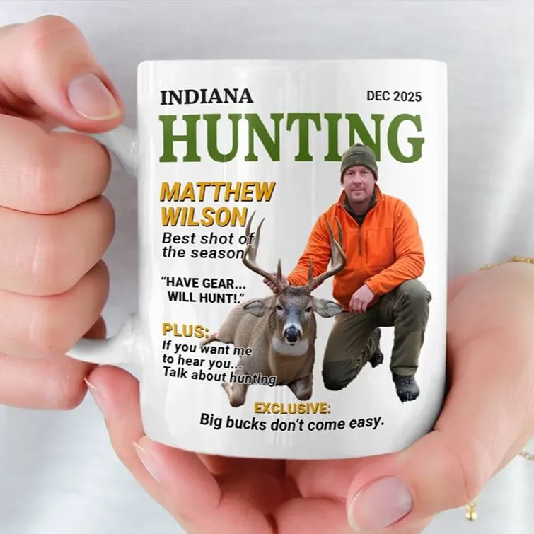 Personalized Custom Photo Magazine Mug Custom Birthday Hunting Gifts for Hunters Wild at Heart