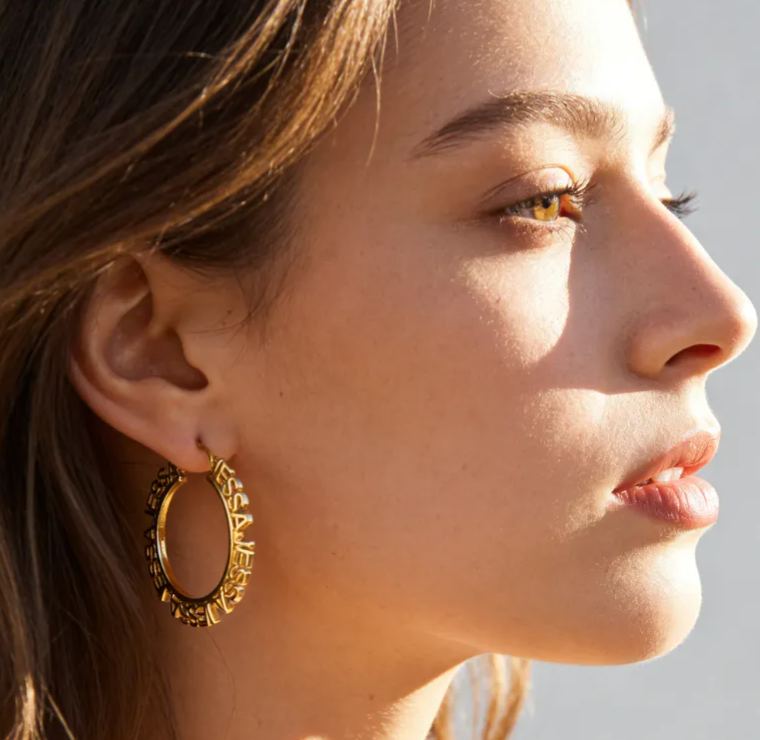 Personalized Custom Engraved Name Wrapped Large Hoop Earrings