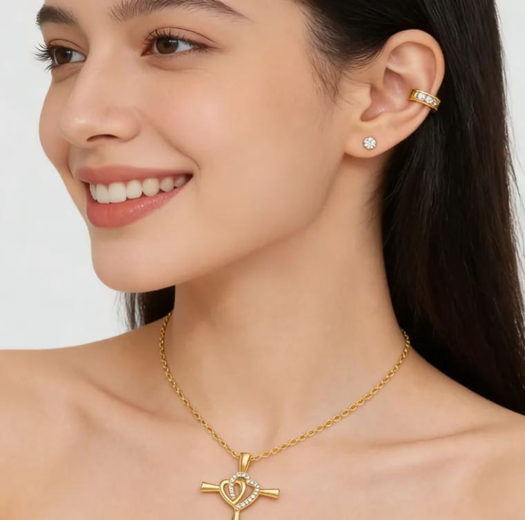 Personalized Sterling Silver Interlocking Hearts Cross Memorial Name Engraved Necklace