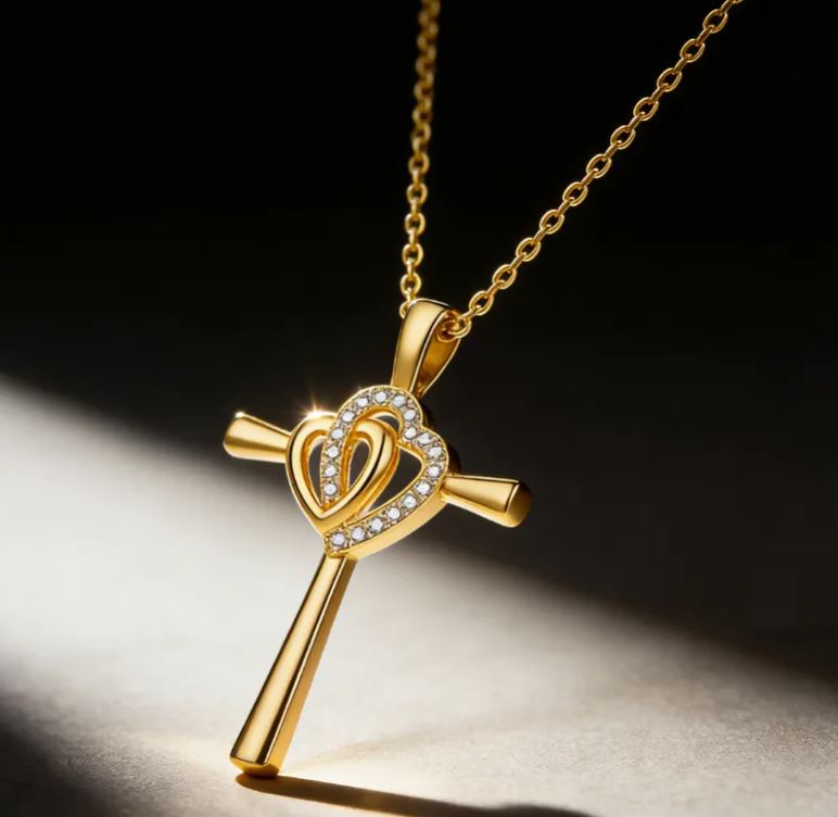 Personalized Sterling Silver Interlocking Hearts Cross Memorial Name Engraved Necklace